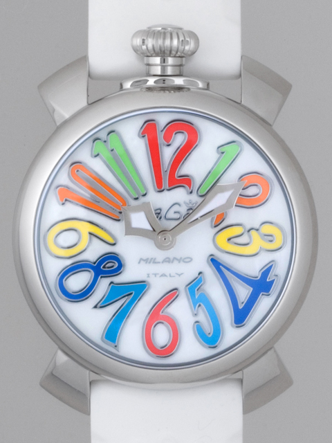 ガガ･ミラノスーパーコピー GAGAMILANO マニュアル　40mm　クォーツ z5020.1 ホワイトラバー ホワイトシェル/マルチカラーアラビア